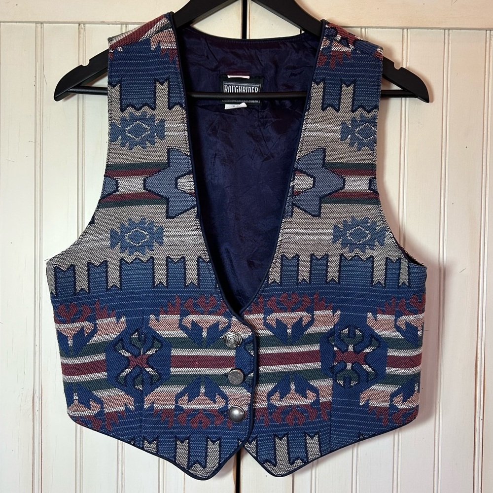 VINTAGE | Roughrider Circle T Southwest Aztec Tapestry Vest